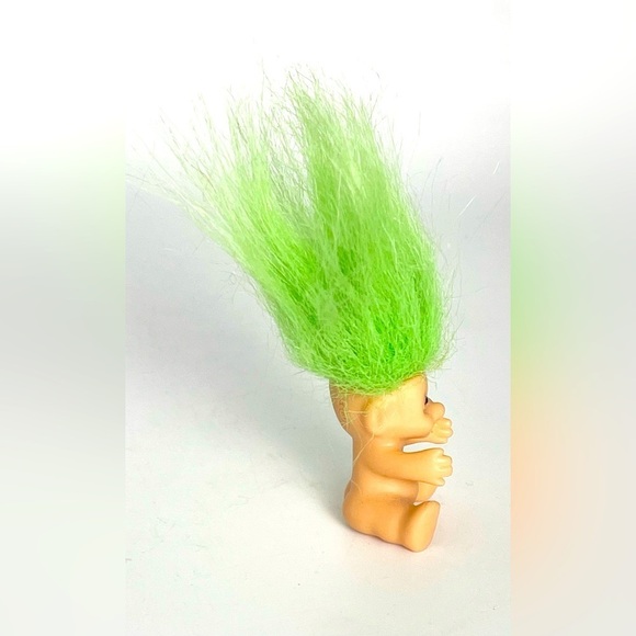 Good Luck Mini Pocket Troll with Teeth 1” Creata 1992 Green Hair Vintage Tiny - Picture 6 of 7